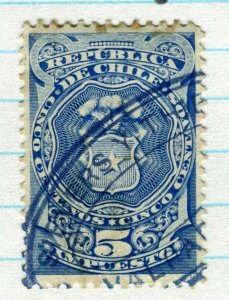 CHILE; Early 1900s General Duty Revenue issue fine used value Bank cancels