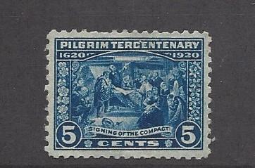 United States, 550, 5c Pilgrim Tercentenary Deep Blue Single F-VF, **HH** HB