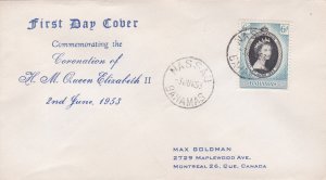 Bahamas # 157, Queen Elizabeth II Coronation, First Day Cover