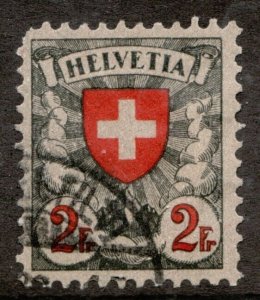 1924 Switzerland Helvetia 2 Fr - Coat of Arms - Sc #203 Used postage stamp Cv $7