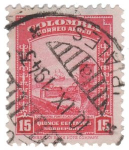 COLOMBIA AIRMAIL STAMP 1941. SCOTT # C123. USED. # 4