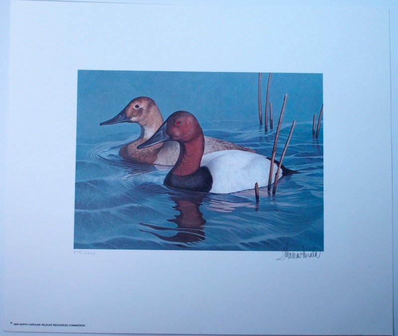 North Carolina 1985 Hunting Permit $5.50 Duck Stamp Signed Artwork Folder Birds