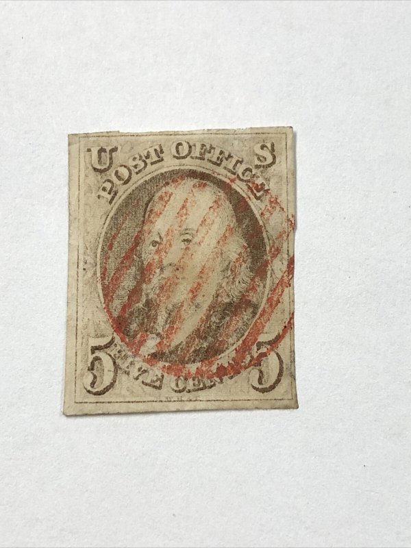 US #1 Franklin Used Red Cancel