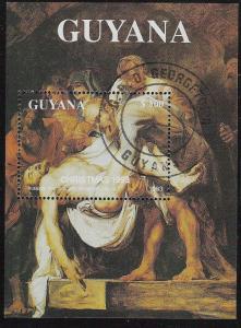 Guyana- Scott 2749f & 2749g- Descent From The Cross, Cto Noël Feuilles 1993