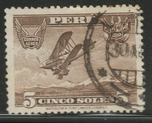 Peru Air Post 1934 Airplane in Flight 5s Used A18P55F402