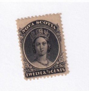 NOVA SCOTIA # 13 VF-MH 12.5 Cents BLACK Q/VICTORIA CAT VALUE $60 UNLUCKY 4 SOME