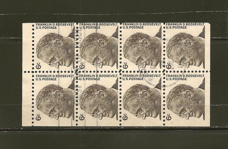 USA 1284B Roosevelt Complete Booklet Pane of 8 Used