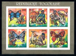 [75574] Togo 1990 Insects Butterflies Scouting Mushrooms Imperf. Sheet MNH