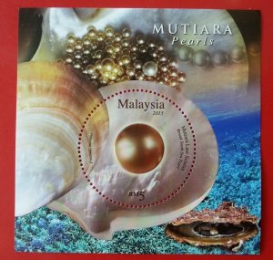 *FREE SHIP Malaysia Pearls 2015 Shell Marine (ms MNH *unusual *glitter foil *odd