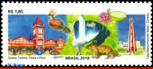 3391 BRAZIL 2018 RELATION GUYANA, TOURISM, BIRDS, LIGHTHOUSE, CATS, SHEET MNH