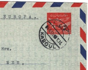 AFGHANISTAN Air Letter Kaboul CDS Hotel 1953 AUSTRIA via Karachi {samwells}MA119