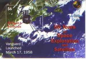 Antigua,  Space, Vanguard 1, 50 Years,  S/S 1,  (Anti08010