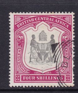 British Central Africa Scott 53,  1897 4/ Coat of Arms VF Used Scott $100