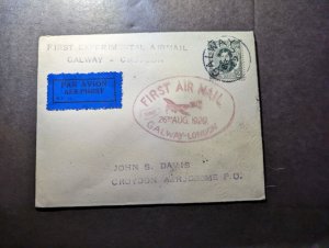 1929 Ireland Airmail First Flight Cover FFC Galway to Croydon Aerodrome England