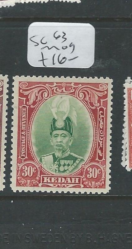 MALAYA KEDAH (PP0710B) SULTAN 30C  SG 63    MOG