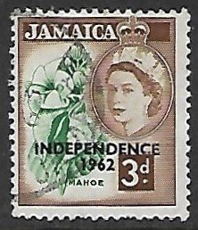 Jamaica # 188 - Mahoe Flower overprinted - used.....{KBrG}