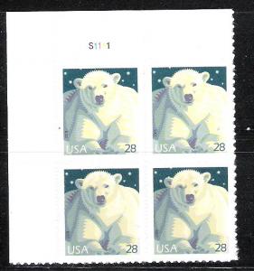 MNH Plate Block Polar Bear sc 4389 @ face