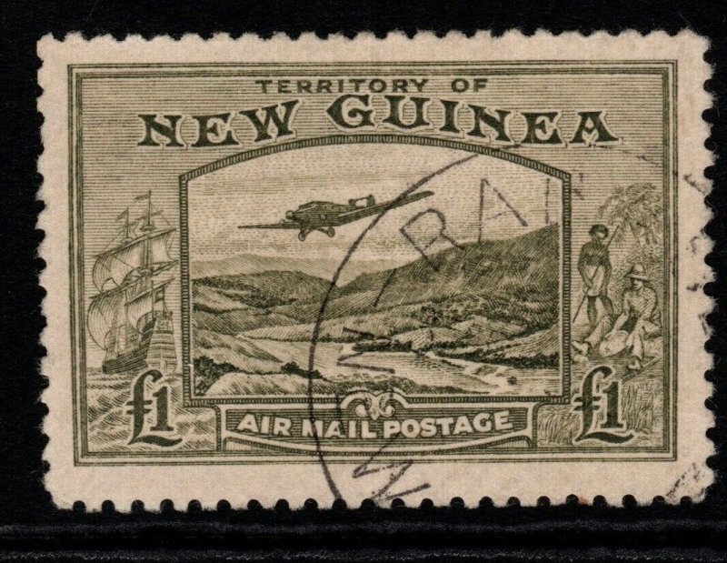 NEW GUINEA SG225 1939 £1 OLIVE-GREEN FINE USED
