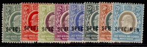 EAST AFRICA and UGANDA EDVII SG35s-42s 1907/8 SPECIMEN part set M MINT. Cat £250