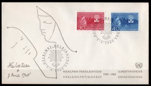 Finland 1960 Sc#368/369 WORLD REFUGEE YEAR (UN) UPROOTED OAK EMBLEM Set (2) FDC