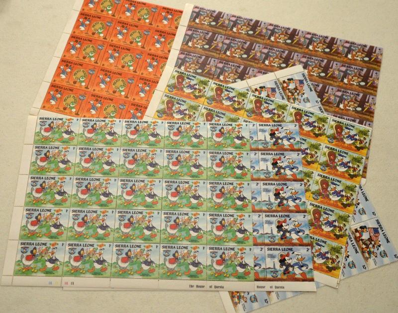 6 Sierra Leone DISNEY DONALD Topical Stamps Postage Blocks Sheets Collection MNH