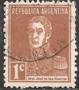 Argentina #341 Stamp 1924 San Martin 1c. Used Postmarked.