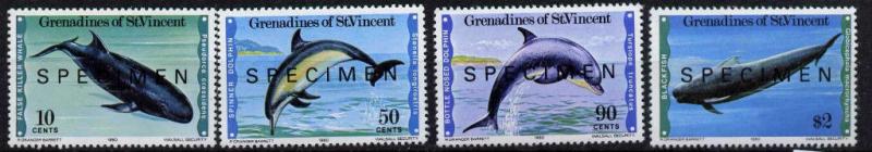 St Vincent Grenadines 183-6 Specimen o/p MNH Whales, Dolphins