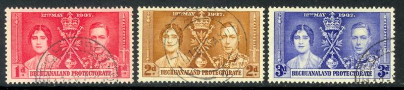 BECHUANALAND 1937 KGVI CORONATION Set Scott Nos. 121-123 VFU