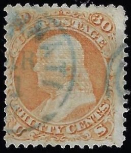 Scott #100 - $975.00 – F/VF-used. Gorgeous blue town cancel.