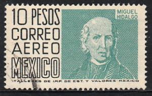 MEXICO C267, $10Pesos 1950 Definitive 2nd Printing wmk 300. USED. F-VF. (1399)