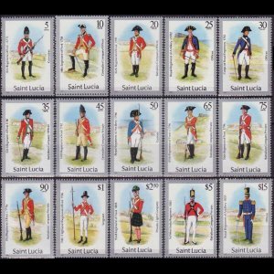 ST.LUCIA 1985 - Scott# 747-61 Mil.Uniform Dated 1984 Set of 15 NH