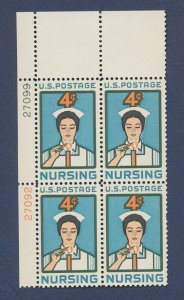 USA - Scott 1190 - MNH - UL plate block -  Rare #27099-27092 - Nursing - 1961