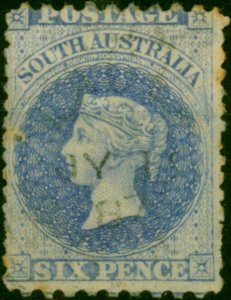 South Australia 1870 6d Bright Prussian Blue SG106 Good Used