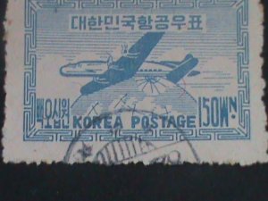​KOREA-1947-SC#C2 -FOUR MOTORS PLANE OVER GLOBE-USED-VF-78 YEARS OLD LAST ONE