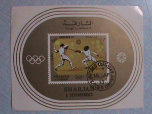 1972 SHARJAH: OLYMPIC AIRMAIL IMPERF: SOUVENIR SHEET