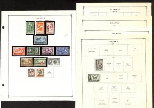 Sarawak Stamp Collection on 5 Scott International Pages, 1941-1957