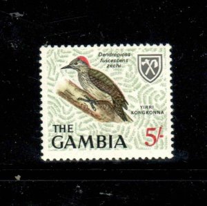 GAMBIA #225 1966 5sh LITTLE WOODPECKER MINT VF NH O.G