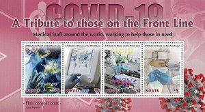 Nevis 2020 - Tribute to Front Line Medical Workers C-19 Virus - Sheet of 4 - MNH