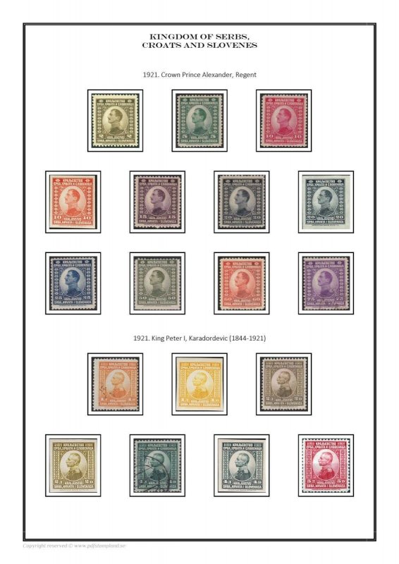 Kingdom of Serbs, Croats and Slovenes 1921-1931 PDF (DIGITAL)  STAMP ALBUM PAGES