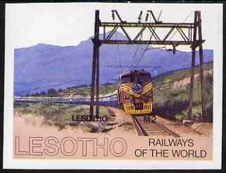 Lesotho 1984 Railways of the World 2m miniature sheet IMP...