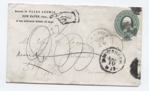 1870s New Haven CT to Milwaukee WI cover pointing hand return to sender [s.5473]