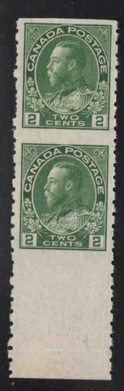 CANADA Scott 128 KGV 1922 MNH** Vertical coil pair imperf inbetween w selvage