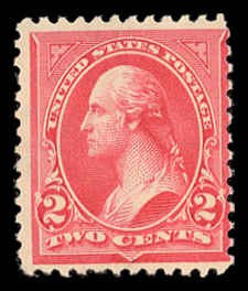 US Sc 267 Mint NO GUM - 1895 2¢ Washington, Type III, Double Line Wmk