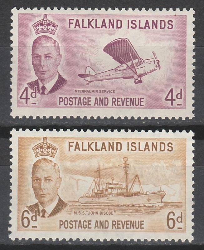 FALKLAND ISLANDS 1952 KGVI PICTORIAL 4D AND 6D