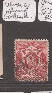 Uganda QV 1A rare Gonderoka grid cancel from war VFU (9cfk)