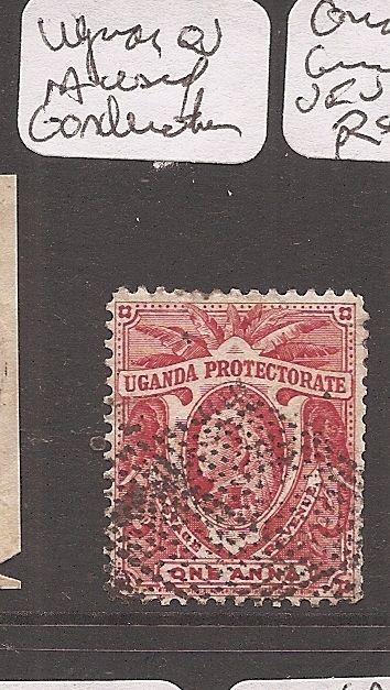 Uganda QV 1A rare Gonderoka grid cancel from war VFU (9cfk)