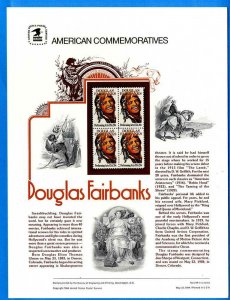 USPS COMMEMORATIVE PANEL #218 DOUGLAS FAIRBANKS #2088