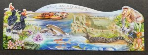 Malaysia Rivers 2018 Wildlife Map Ship Flower Dolphin Pitcher (imperf ms) MNH