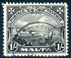 MALTA -1930 1/- Black Sg 203 FINE USED  V18841