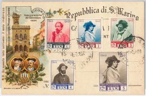 SAN MARINO - Postal History: WHOLE POSTCARD with addition of stamps 1950-